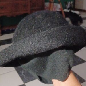 Henry Pollack Melosoie Black Wool Dress Hat Vintage, cloth stretch ear cover